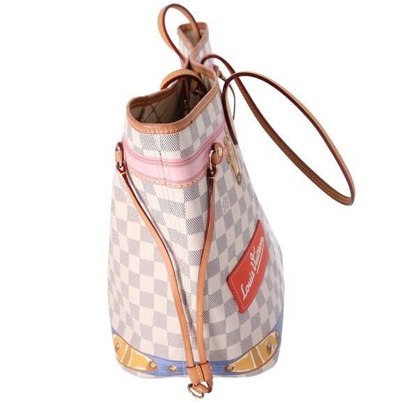 Louis Vuitton Neverfull MM Summer Truck Tote Bag N41065 Azur Damier Canvas - Picture 7 of 9